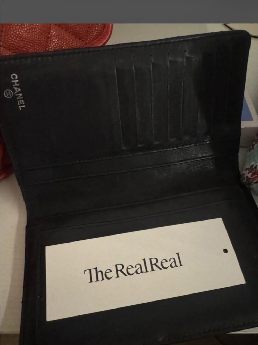 CHANEL Bifold Black Quilted Patent Leather Wallet with Silver CC Logo